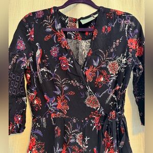 Anthropologie-Maeve Espoir floral bird (purple/red) jumpsuit. Great condition!